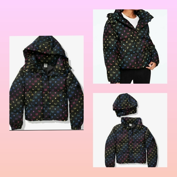 PINK Victoria's Secret Jackets & Blazers - PINK VS Medium Rainbow Puffer Winter Coat